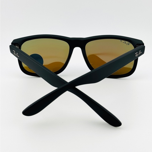 Ray-Ban Sunglasses RB4165 Justin Color Mix Matte Rubber Black Blue Mirror Lenses - Picture 8 of 12